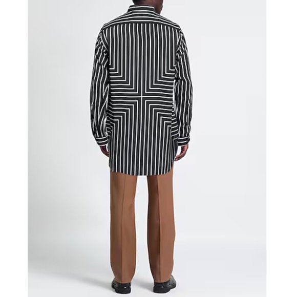NWT Emporio Armani Black White Striped Lightweight Loose Fit Button Up Shirt - Picture 8 of 9